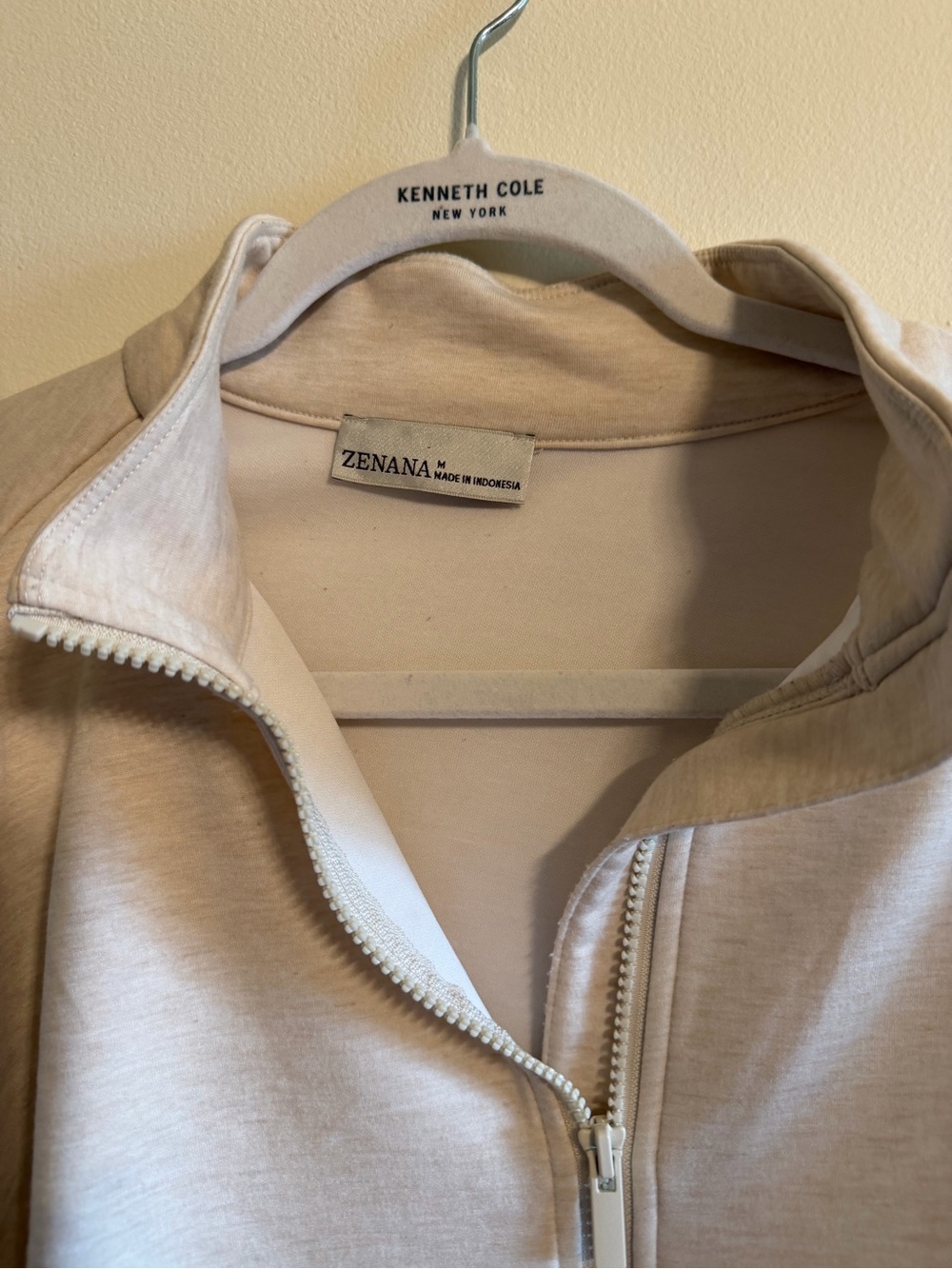 Zenana Cream Half-Zip cropped Pullover Sweatshirt women’s size M - Picture 2 of 9
